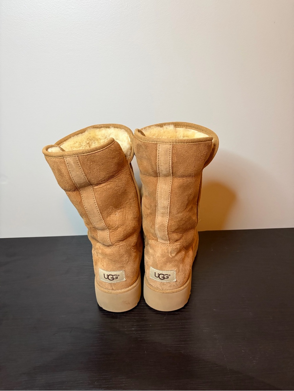 UGG Chestnut Suede Mid-Calf Shearling Boots - Picture 6 of 8